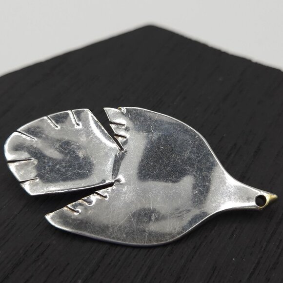 Handmade Sterling Silver 925 Dove Bird Artisan Love Gift Unique Spoon 2.25" Pin - Picture 5 of 14